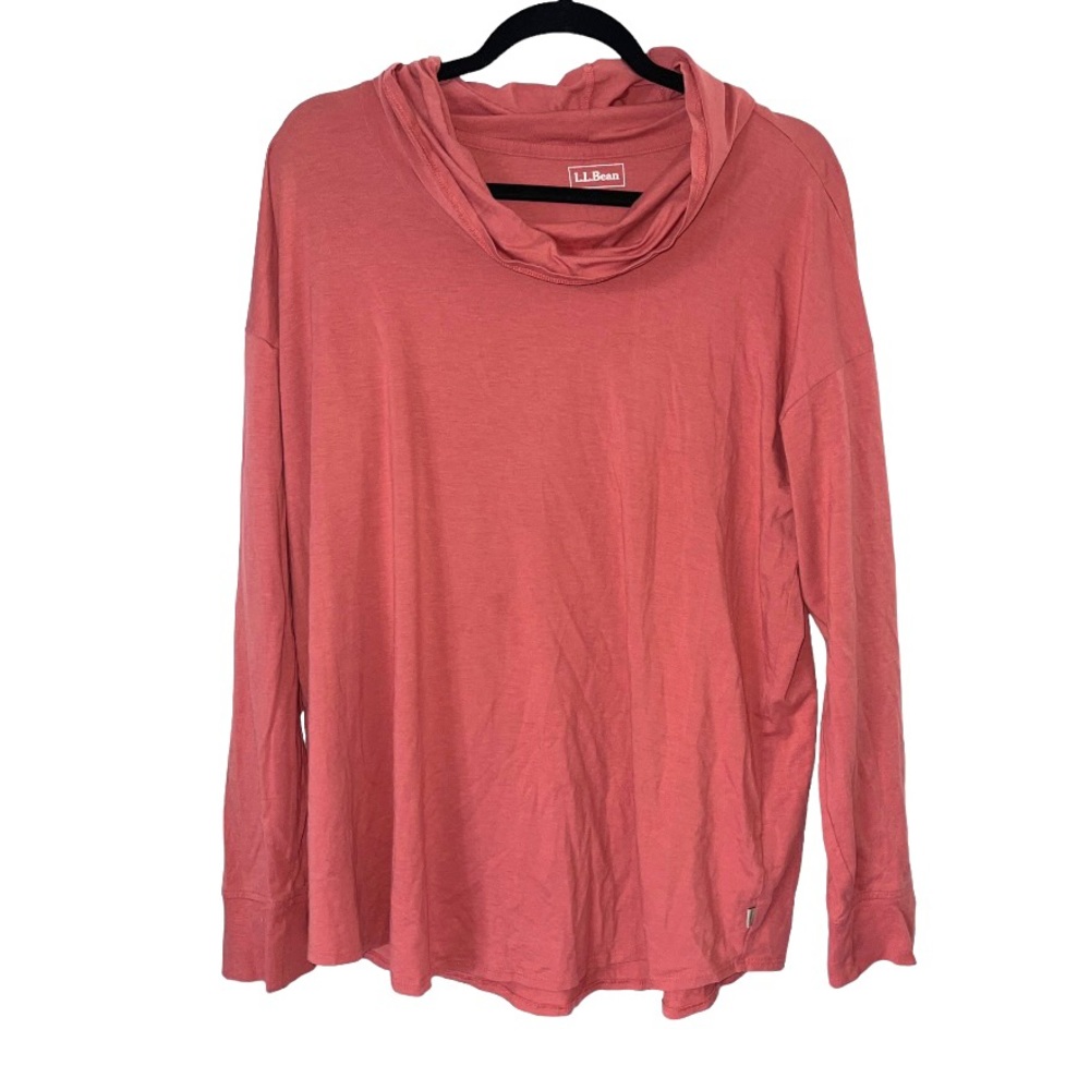 L.L.Bean Women's Soft Stretch Supima Tee, Cowlneck Long-Sleeve‎ Coral Pink
